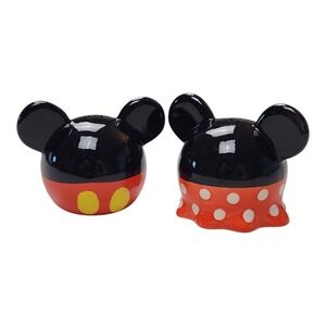 Disney Mickey Mouse and Minnie Mouse Salt and Pepper Shakers Ceramic